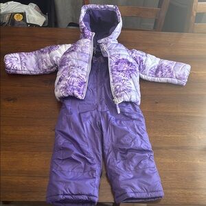 Kids Purple Tie-Dye Puffer Jacket & Snow Bib Set